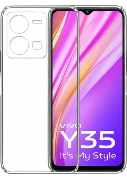 Vivo Y35 Kılıf Şeffaf Kamera Korumalı Esnek Yumuşak Silikon