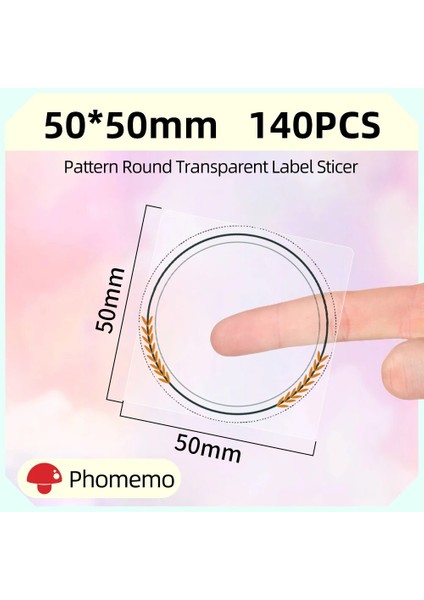 50X50MM 140 Adet C Stili Rcle Yuvarlak Şeffaf Desen Phomemo Etiket Yazıcı Için Kendinden Yapışkanlı Etiket Kağıdı Termal Etiket Kağıt Rulosu (Yurt Dışından)