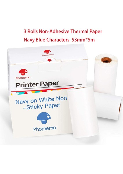 Lacivert Kağıt Stili Phomemo Termal Kağıt Autoadhesivo Papel SM02PRO Yazıcı Için Yazdırılabilir Etiket Etiket Papier Fotoğraf Rollo Papel (Yurt Dışından)