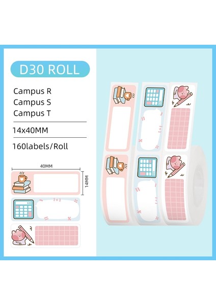 DP-P04 Stili D30 Taşınabilir Termal Bluetooth Etiket Makinesi Için Phomemo Yapışkanlı Desen Etiketleri D30 Termal Baskı Etiket Kağıdı, 3 Rulo (Yurt Dışından)