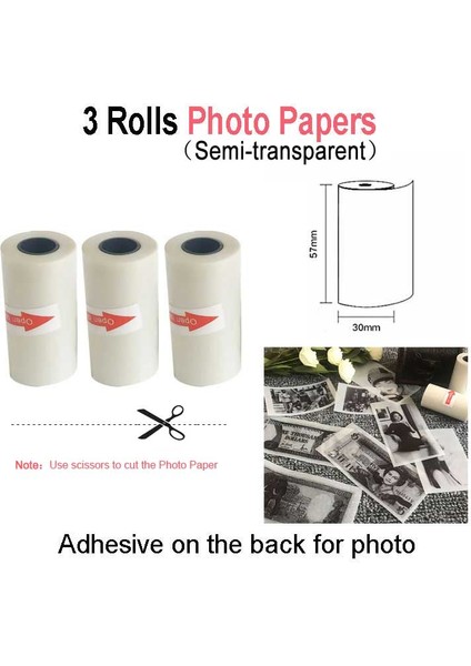 3 Fotoğraf Kağıdı Stili Termal Kağıt Etiket Kağıdı Yapışkanlı Etiket Fotoğraf Kağıdı Peripage Paperang Yazıcı Için Mavi Pembe Sarı (Yurt Dışından)