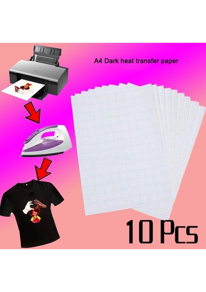 Koyu 10 Adet Tarzı A4 Açık Koyu Pamuklu Kumaş Dıy Demir Isı Basın Baskı Kağıdı T-Shirt Mürekkep Püskürtmeli Süblimasyon Baskı Kağıdı Termal Transfer Kağıdı (Yurt Dışından)