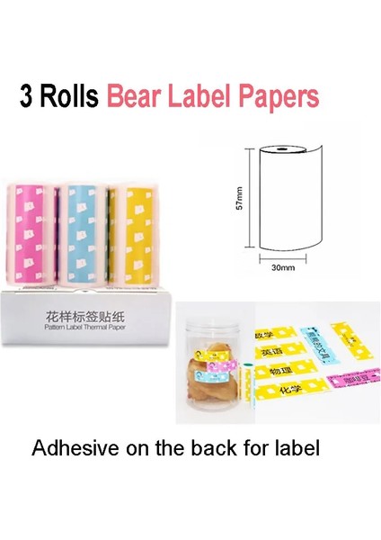 3 Ayı Etiketi Stili Tümü Peripage A6 Termal Yazıcı Kağıdı Beyaz Renkli Etiket Boş Ayı Etiketi Yarı Şeffaf Fotoğraf Sert Yumuşak Koruma Kılıfı (Yurt Dışından)