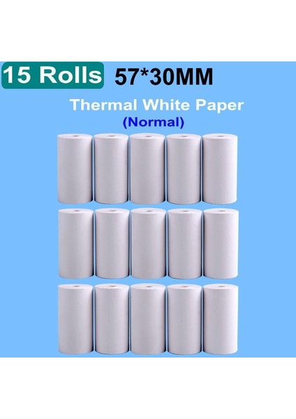 15 Beyaz 30 mm Stil 57*30MM Termal Kağıt Rengi Beyaz Çocuklar Için Kamera Anında Yazıcı ve Çocuklar Için Kamera Baskı Kağıdı Yedek Aksesuarları Par (Yurt Dışından)