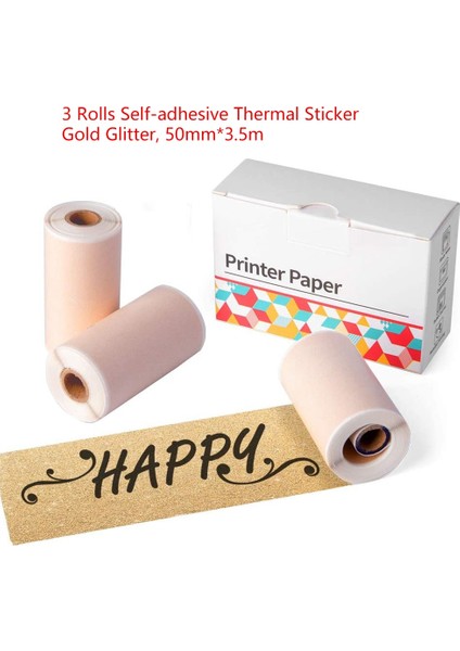 Altın Parıltı Stili Şeffaf Yapışkanlı Beyaz Etiket Şeffaf Termal Kağıt Phomemo PROM02S Yazıcı Için Yazdırılabilir Etiket Fotoğraf Kağıtları (Yurt Dışından)