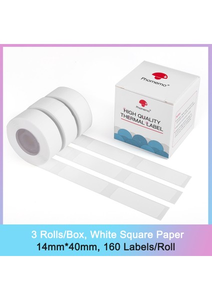 Kare Beyaz 1440 Stili Phomemo D30 Termal Etiket Biletleri Kağıt D30 Etiket Yazıcısı Kendinden Yapışkanlı Şeffaf Kare Yuvarlak Isim Etiketleri Kağıt 3 Rollsbox (Yurt Dışından)