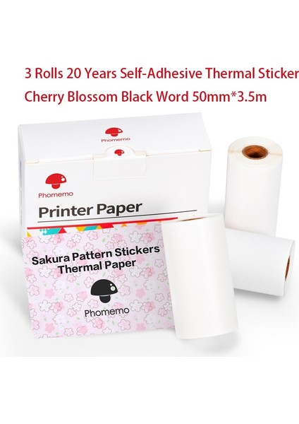 20Y Çıkartması Sakura Stili Phomemo Termal Kağıt Autoadhesivo Papel SM02PRO Yazıcı Için Yazdırılabilir Etiket Etiket Papier Fotoğraf Rollo Papel (Yurt Dışından)