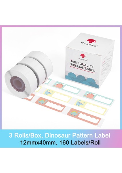 Dinozor Ghm Stili Impresora Portatil Phomemo D30 Için Termal Kağıt Taşınabilir Mini Impresora Baskı Etiketi Saf Renk Çizilmeye Dayanıklı Etiket Kağıdı (Yurt Dışından)
