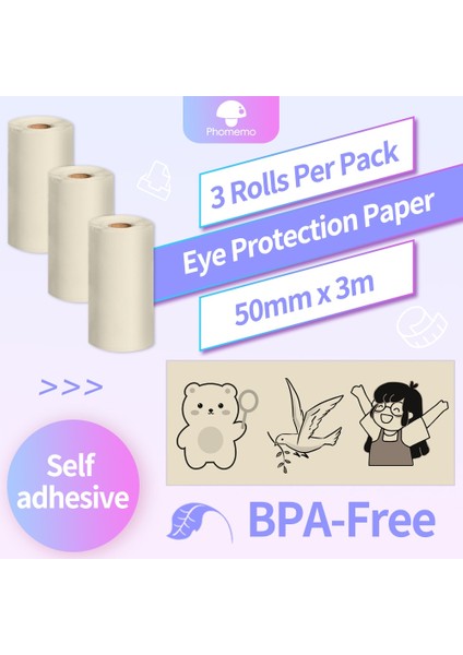 Göz Koruma Stili M02 Kendinden Yapışkanlı Termal Kağıt Bpa Ücretsiz Baskı Termal Fotoğraf Etiketi Phomemo SM02PRO Mini Yazıcı Için Rulo Kağıdı (Yurt Dışından)