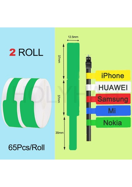 2 Yeşil Kablo Stili Nıımbot D11D110 Termal Etiket Makinesi Kağıt Çıkartmalar Ofis Ev Kablosu Için Su Geçirmez Yırtılmaya Dayanıklı Yedek (Yurt Dışından)