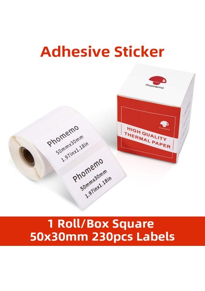 XP5030-230 Stili Yazıcı Ev Ofis Etiketleri Için Phomemo Termal Papel Renkli Yapışkanlı Kağıt Yuvarlak Kare Yazdırılabilir Etiket Kağıdı (Yurt Dışından)