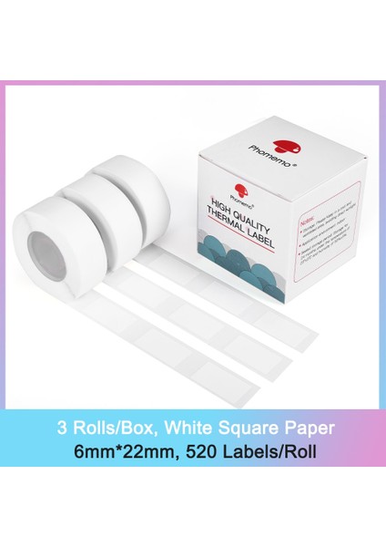 Kare Etiket 622 Stili Phomemo D30 Için Etiket Kağıdı Termal Etiket Biletleri Kağıt Kendinden Yapışkanlı Şeffaf Kare Yuvarlak Isim Etiketleri Kağıt 3 Rollsbox (Yurt Dışından)