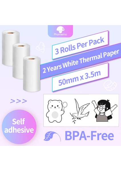 Stil 2 Stili Phomemo Kendinden Yapışkanlı M02 Etiket Kağıt Rulosu Yazdırılabilir Etiket Termal Etiket SM02PROM03 Kendinden Yapışkanlı Etiket Yazıcısı Için (Yurt Dışından)