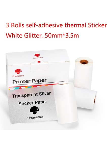 Wh Glitter Etiket Stili Phomemo Termal Kağıt Autoadhesivo Papel SM02PRO Yazıcı Için Yazdırılabilir Etiket Etiket Papier Fotoğraf Rollo Papel (Yurt Dışından)