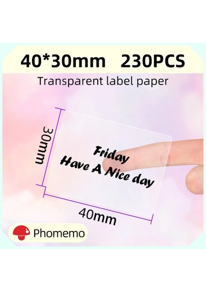 Kare 40X30MM Stili Phomemo Şeffaf Şeffaf Kendinden Yapışkanlı Etiketler Phomemo Etiket Yazıcısı Için Kağıt Termal Etiket Yazdırılabilir Kağıt Rulosu (Yurt Dışından) fiyatları