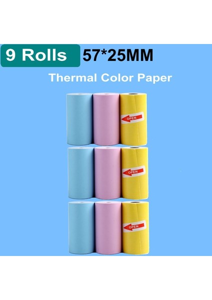 9 Renk 25 mm Stil 57*30MM Termal Kağıt Rengi Beyaz Çocuklar Için Kamera Anında Yazıcı ve Çocuklar Için Kamera Baskı Kağıdı Yedek Aksesuarları Par (Yurt Dışından)