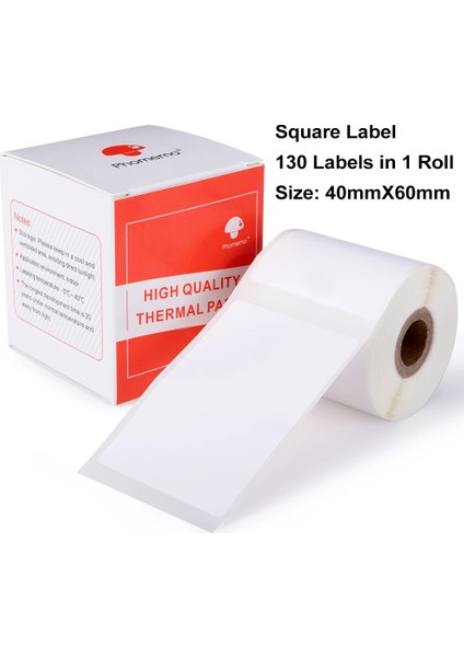 Kare 40X60MM Stili Phomemo Papel Etiket Yazıcısı Yuvarlak Kare Kağıt Etiket Çok Amaçlı Etiket Bandı Kendinden Yapışkanlı Termal Kağıt Yazıcısı (Yurt Dışından)