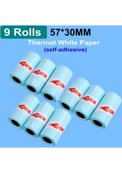 9 Kendinden Yapışkanlı 30 mm Stil 57*30MM Termal Kağıt Rengi Beyaz Çocuklar Için Kamera Anında Yazıcı ve Çocuklar Için Kamera Baskı Kağıdı Yedek Aksesuarları Par (Yurt Dışından)