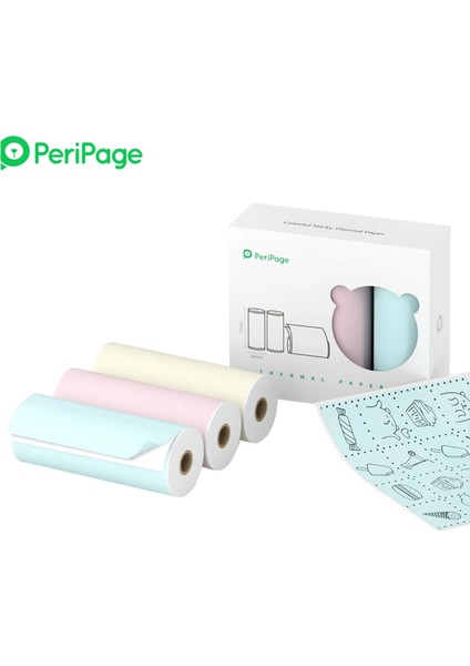 Yapışkanlı Kağıt Renk Stili Peripage 3 Rulo Kendinden Yapışkanlı Termal Kağıt Etiket Peripage A9A9SA9 Proa9 Max Için Bpa Içermeyen Yazdırılabilir Yapışkan Kağıt (Yurt Dışından)