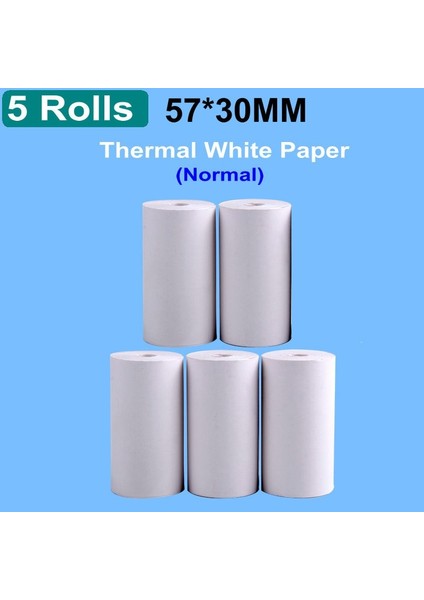 5 Beyaz 30 mm Stil 57*30MM Termal Kağıt Rengi Beyaz Çocuklar Için Kamera Anında Yazıcı ve Çocuklar Için Kamera Baskı Kağıdı Yedek Aksesuarları Par (Yurt Dışından)