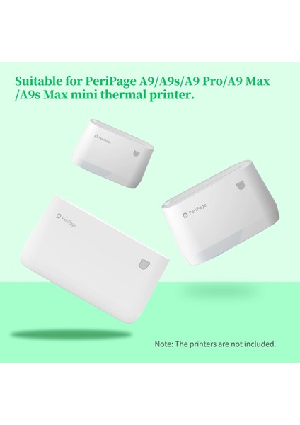 Yapışkanlı Kağıt Beyaz Stili Peripage 3 Rulo Kendinden Yapışkanlı Termal Kağıt Etiket Peripage A9A9SA9 Proa9 Max Için Bpa Içermeyen Yazdırılabilir Yapışkan Kağıt (Yurt Dışından)
