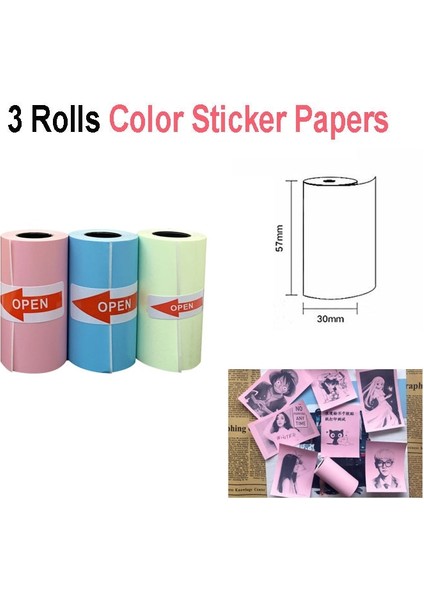 Renkli Etiket 3 Stili 3 Rulo Termal Kağıt Etiket Kağıdı Etiket Kağıdı Fotoğraf Kağıdı Renkli Kağıt Için Peripage Paperang Fotoğraf Yazıcısı (Yurt Dışından) fiyatları