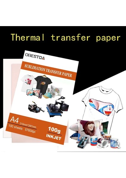 A4 100 Yaprak Stili Polyester Pamuklu Tişörtleri, Minder Kumaşlarını, Kumaşları, Cep Telefonu Kılıflarını Transfer Etmek Için Kullanılan A4 A3 Termal Transfer Kağıdı, (Yurt Dışından)