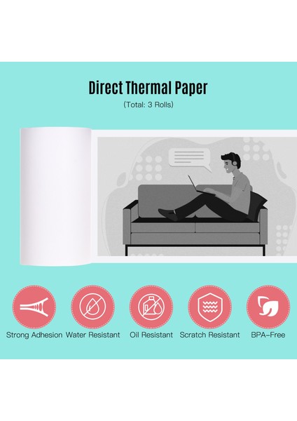 Renk Etiketsiz Stil 3 Rulo Termal Kağıt Rulo Makbuz Kağıdı Bpa Içermeyen Uzun Ömürlü Cep Termal Yazıcı Için 10 Yıl Anında Fotoğraf Yazıcısı (Yurt Dışından) modelleri