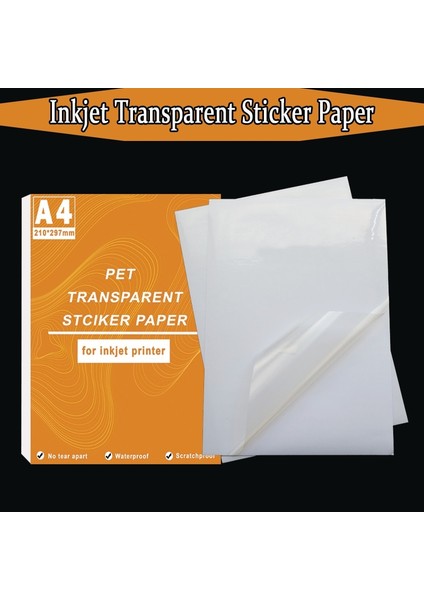 8.5mic 20 Yaprak Stili A4 Mürekkep Püskürtmeli Şeffaf Kendinden Yapışkanlı Baskı Kağıdı Su Geçirmez Çizilmez Saydam Katman 85 Mikron Pet Etiket Etiketi (Yurt Dışından) fiyatları