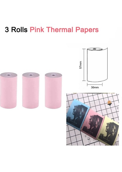 3 Pembe Stil Yazdırılabilir Beyaz Termal Kağıt Rulo Renkli Termal Etiket Termal Yazıcı Için 57*30MM Peripage A6 A9 Paperang (Yurt Dışından)