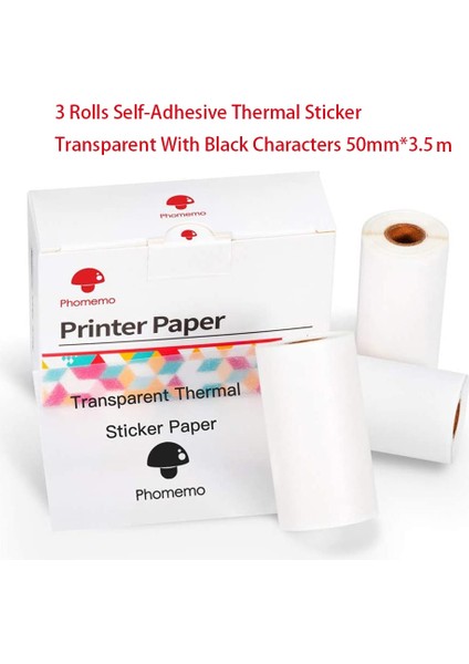 Şeffaf Stil Şeffaf Yapışkanlı Beyaz Etiket Şeffaf Termal Kağıt Phomemo PROM02S Yazıcı Için Yazdırılabilir Etiket Fotoğraf Kağıtları (Yurt Dışından)