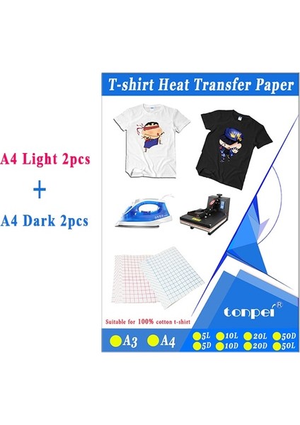 A4 Açık2 Koyu2 Tarzı A3 A4 Demir On T Shirt Isı Transfer Kağıdı Açık Koyu Col% Pamuklu Kumaşlar Bezi Dıy Hediyeler Için Mürekkep Püskürtmeli Baskı Tasarımı (Yurt Dışından)
