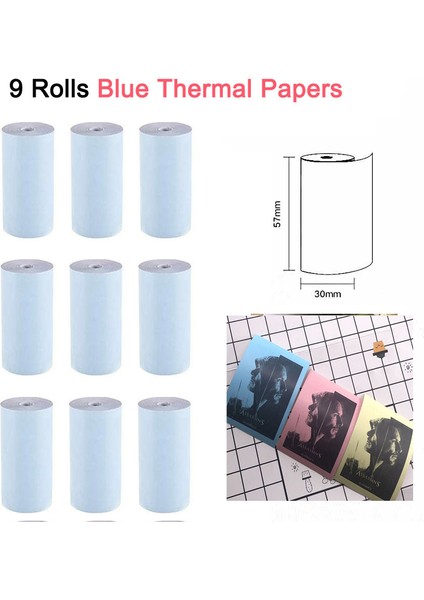 9 Mavi Stil Yazdırılabilir Beyaz Termal Kağıt Rulo Renkli Termal Etiket Termal Yazıcı Için 57*30MM Peripage A6 A9 Paperang (Yurt Dışından)