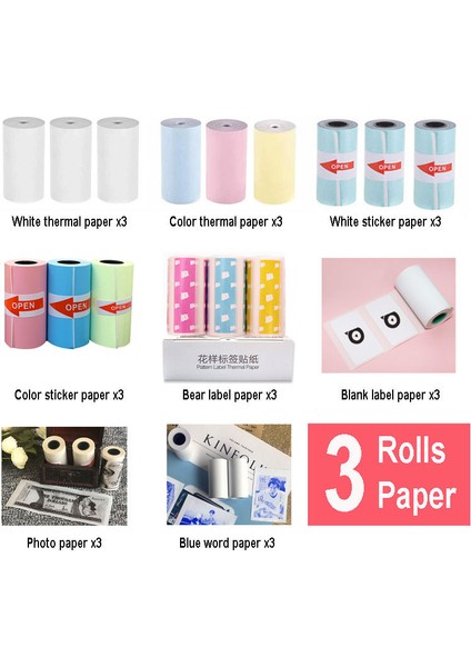 Teknik Inceleme 3 Stili 3 Rulo Termal Kağıt Etiket Kağıdı Etiket Kağıdı Fotoğraf Kağıdı Renkli Kağıt Için Peripage Paperang Fotoğraf Yazıcısı (Yurt Dışından) modelleri