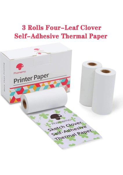 Dört Yapraklı Yonca Stili Phomemo Termal Etiketler Fotoğraf Kağıdı Phomemo SM02PRO Yazıcı Için Kendinden Yapışkanlı Etiket Etiket Fotoğraf Kağıdı Mürekkepsiz (Yurt Dışından)