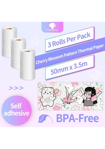 Sakura Sricker Tarzı M02 Kendinden Yapışkanlı Termal Kağıt Bpa Ücretsiz Baskı Termal Fotoğraf Etiketi Phomemo SM02PRO Mini Yazıcı Için Rulo Kağıdı (Yurt Dışından)