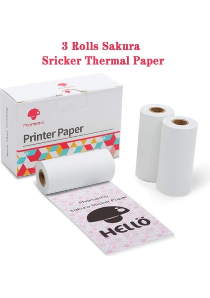 Sakura Sricker Tarzı Termal Kağıt Phomemo Yazdırılabilir Etiket Kendinden Yapışkanlı Fotoğraf Ruloları Phomemo SM02PRO Mini Protable Yazıcı Için Kağıt (Yurt Dışından)