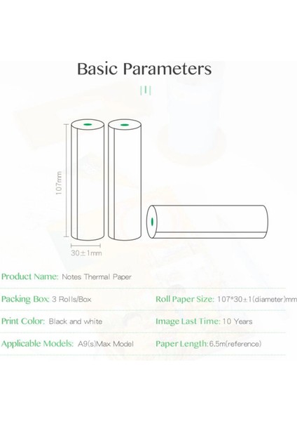 Yapışkan Kağıt Stili Peripage Yazdırılabilir Etiket Rulosu Bpa Içermeyen Kendinden Yapışkanlı Termal Kağıt Peripage A9 MAXA9S Max Yazıcı Için Yapışkan Kağıt (Yurt Dışından)