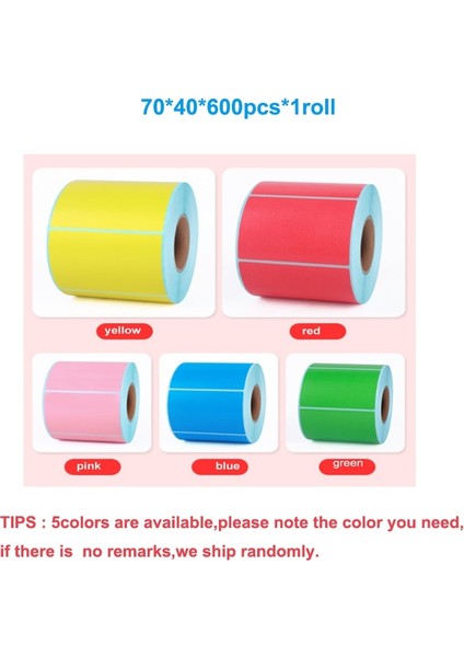 70X40X600 1 Rulo Stili Renkli Termal Etiket Etiket Kağıdı Çekirdek, 1 Rulo, Genişlik 30 ~ Doğrudan Termal Etiketler (Yurt Dışından)