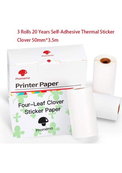 20Y Etiket Yonca Stili Phomemo Termal Kağıt Autoadhesivo Papel SM02PRO Yazıcı Için Yazdırılabilir Etiket Etiket Papier Fotoğraf Rollo Papel (Yurt Dışından)