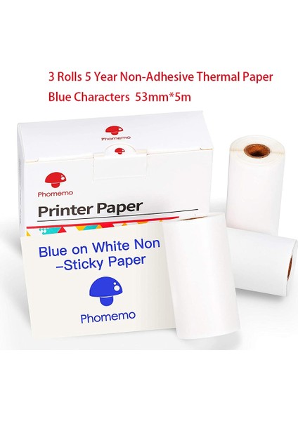 5yıl Mavi Kağıt Stili Phomemo Termal Kağıt Autoadhesivo Papel SM02PRO Yazıcı Için Yazdırılabilir Etiket Etiket Papier Fotoğraf Rollo Papel (Yurt Dışından)