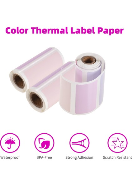 Pembe Tarzı 3 Rulo Termal Etiketler Kendinden Yapışkanlı Termal Kağıt Rulosu Bpa Içermeyen 2x1.2 I Etiketlerperipage Poooli Termal Yazıcı Için Rulo (Yurt Dışından)