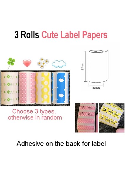 3 Sevimli Etiket Stili Peripage A6 A9 Kağıt Yapışkanlı Termal Etiket Fotoğraf Kağıdı Beyaz Renk Şeffaf Etiket Paperang Memobird Iprinter Için (Yurt Dışından)