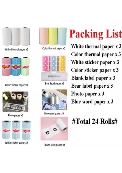 3 Sevimli Etiket Stili Peripage A6 A9 Kağıt Yapışkanlı Termal Etiket Fotoğraf Kağıdı Beyaz Renk Şeffaf Etiket Paperang Memobird Iprinter Için (Yurt Dışından)