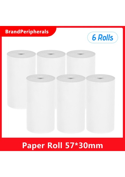 Beyaz Stil 6 Rulo Termal Makbuz Kağıt Rulosu 57*30MM (2.17*1.18IN) Fotoğraf Termal Yazıcı Için Fatura Bilet Baskısı Peripage A6 (Yurt Dışından)