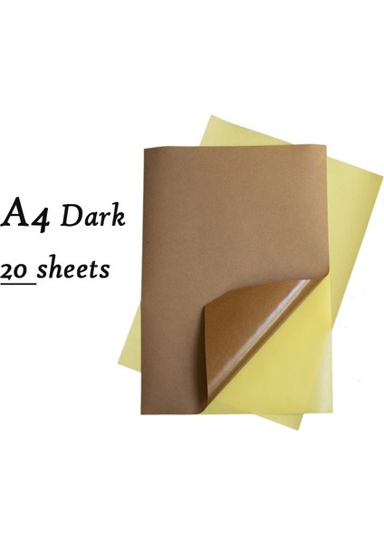 A4 Koyu 20 Yaprak Stili A4 A5 Kahverengi Kraft Kağıt Kendinden Yapışkanlı Etiket Baskı Etiketleri Mürekkep Püskürtmeli Lazer Baskı Fotokopi Makinesi Craft Kağıt Levhalar 80G (Yurt Dışından)