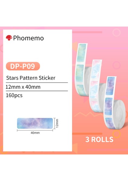 Galaxy Star P09 Stili Phomemo D30 Termal Etiket Kendinden Yapışkanlı Etiket Kağıdı D30D30PRO Etiket Yazıcı Için Şeffaf Daire Ev Ofis Için Uygun (Yurt Dışından)