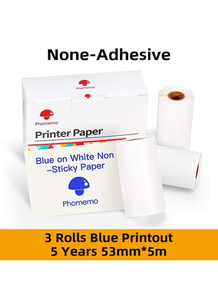 Mavi Yapıştırıcı Olmayan Stil Phomemo Termal Kağıt Altın Etiket Renkli Kağıt x Için Phomemo SM02PRO Cep Yazıcısı, 3 Rollbox (Yurt Dışından)
