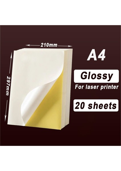 A4 Parlak 20 Yaprak Stili A4 Beyaz Yapışkanlı Etiket A5 Kendinden Yapışkanlı Baskı Kağıdı Etiket Arka Tutkallı Etiketler Yazma Mat Mürekkep Püskürtmeli Lazer Yazıcı Için (Yurt Dışından)