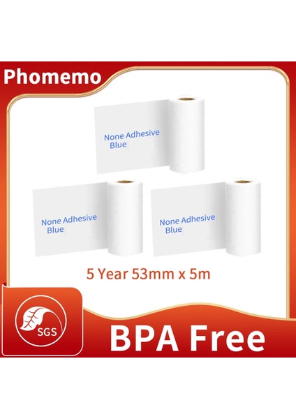 Mavi Yapıştırıcı Olmayan Stil Phomemo Kendinden Yapışkanlı Termal Kağıt Rulosu SM02PRO Mini Yazıcı Için Temizle Baskı Yazdırılabilir Etiket Mürekkepsiz Etiket Kağıdı (Yurt Dışından)